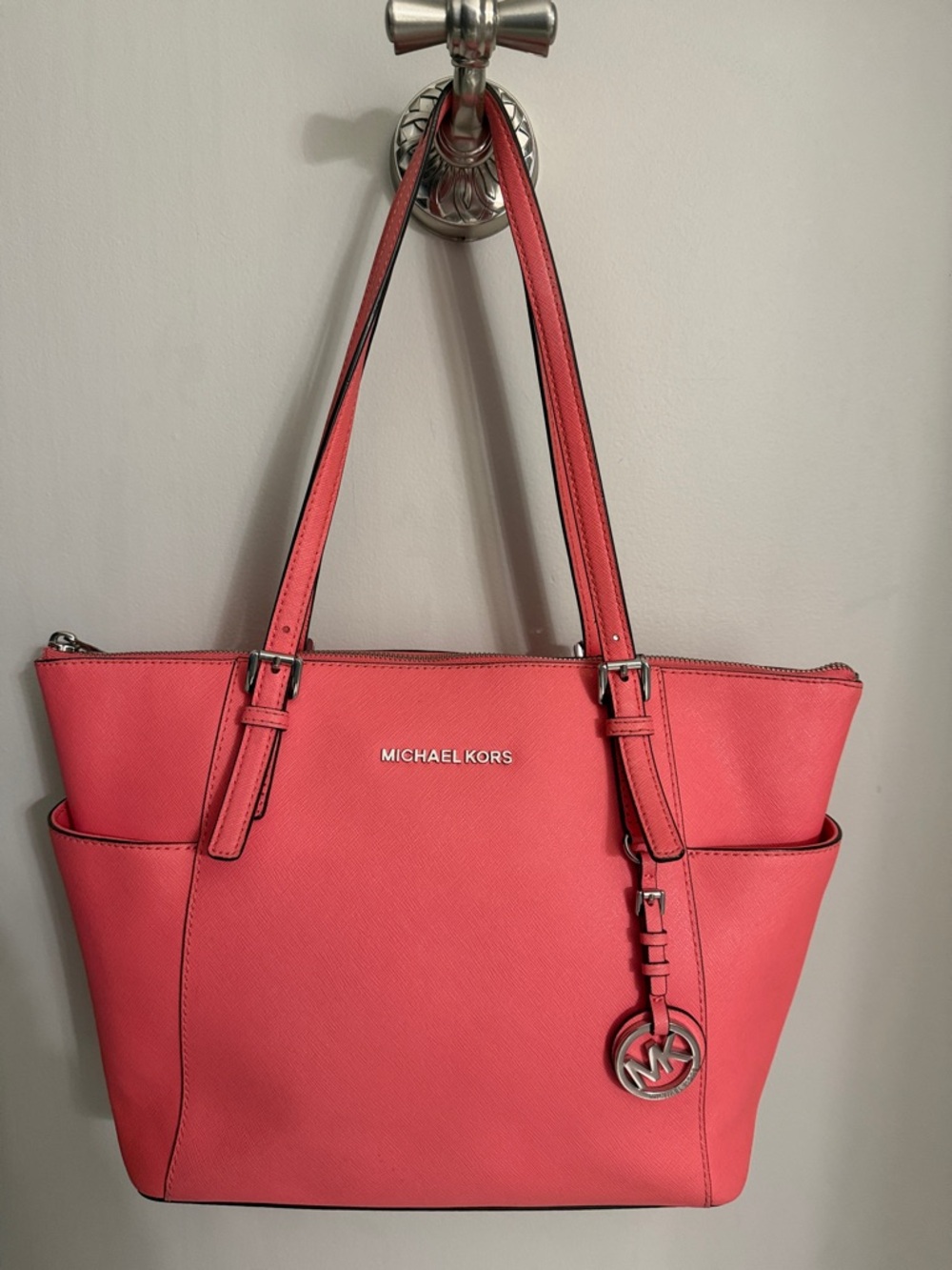 Michael Kors Coral Tote with Signature Charm